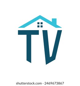 PLANTILLA de diseño de logotipo de TV House. Logotipo de TV de carta para bienes raíces, construcción o cualquier negocio relacionado con la casa