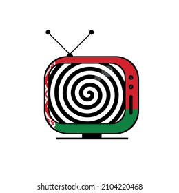 TV Hypnosis In Belarus, Mass Media, Press, Hypnosis Channel. Fake News And Propaganda Through Television. Vector