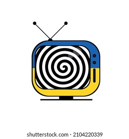 TV Hypnosis In Ukraine, Mass Media, Press, Hypnosis Channel. Fake News And Propaganda Through Television. Vector