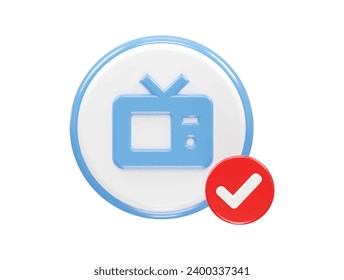 Tv icon 3d rendering illustration element