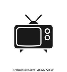ícone de tv vetor preto design ilustração fundo branco isolado