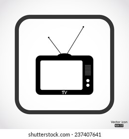 TV icon - black vector illustration