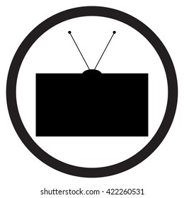 Tv icon black white. Old tv or retro tv. Tv electronic television screen and technology display equipment. Vector flat design illustration