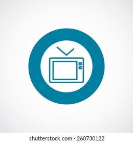 tv icon bold blue circle border, white background  