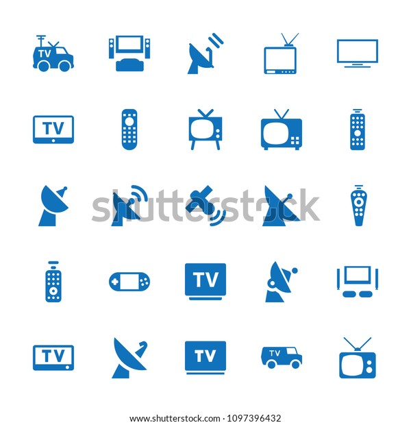 Tv icon.\
collection of 25 tv filled icons such as satellite, portable\
console. editable tv icons for web and\
mobile.