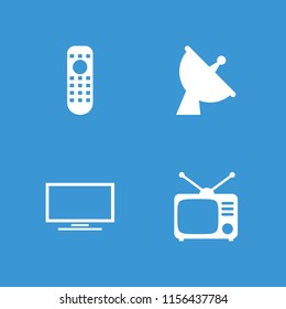 Tv icon. collection of 4 tv filled icons such as satellite. editable icons for web and mobile.