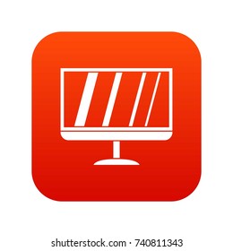 TV icon digital red for any design isolated on white vector illustration