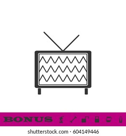 Tv icon flat. Black pictogram on white background. Vector illustration symbol and bonus button