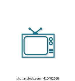 TV icon  flat design ,  long shadow