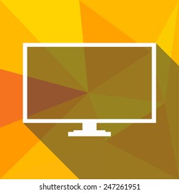 TV icon. Flat design style modern vector illustration. Isolated on stylish color background. Flat long shadow icon. Elements in flat design. Geometric background.