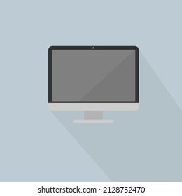 Icono de TV. Icono plano de TV con sombra larga. Ilustración vectorial.