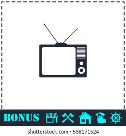 TV icon flat. Simple vector symbol and bonus icon