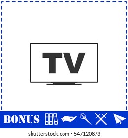 TV icon flat. Simple vector symbol and bonus icon