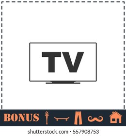 TV icon flat. Simple vector symbol and bonus icon
