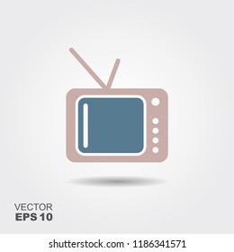 TV Icon in flat style isolated on grey background. Vector illustration