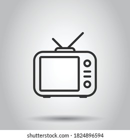 Tv icon in flat style. Television sign vector illustration on white isolated background. Video channel business concept.
