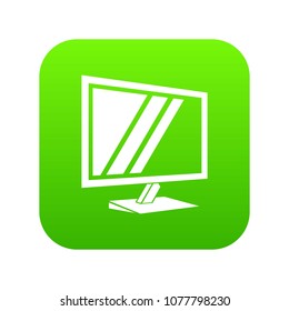 Tv icon green vector isolated on white background
