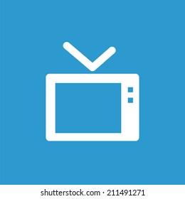 tv icon, isolated, white on the blue background. Exclusive Symbols 