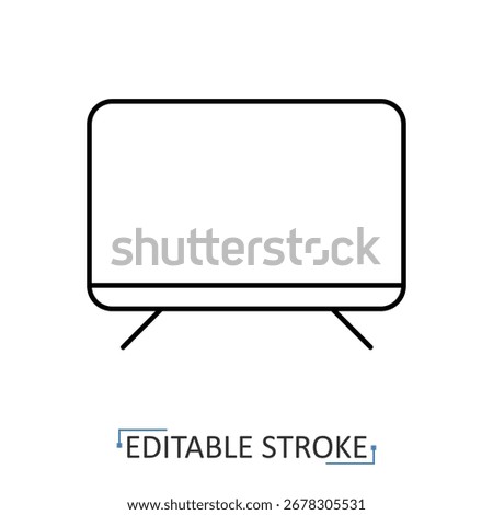 A TV icon in minimalist style with editable stroke. Electronic device, home entertainment, household equipment, modern technology, lifestyle object, domestic utility, interior element