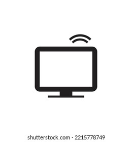 icono de tv. símbolo de tv de red, inalámbrico. diseño vectorial aislado de fondo negro y blanco. para marcas en cajas de embalaje, dibujos de embalaje, diseño de aplicaciones, web, etc.