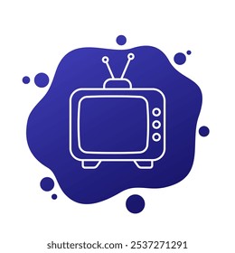 ícone de tv, televisão antiga com vetor de linha de antena