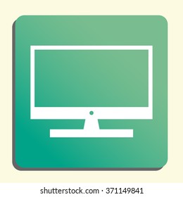 tv icon, on green rounded rectangle background, white outline
