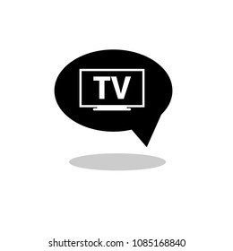 tv icon on speech bubble, vector illustration
