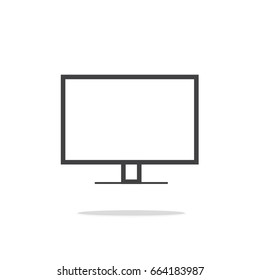 TV icon on white background, outline TV vector icon.