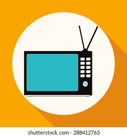 TV icon on white circle with a long shadow