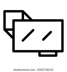 Tv icon outline vector. Wall bracket. Mount tv