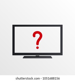 TV icon with question mark. TV icon and help, how to, info, query symbol. Vector icon