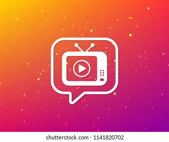 TV icon. Retro television symbol. Soft color gradient background. Speech bubble with flat icon. Vector
