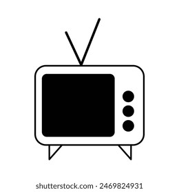 TV icon. Retro television symbol. Chat speech bubble, chart and presentation signs. Show and entertainment symbol. Vector illustration. Eps file 143.