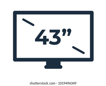 TV icon with screen size 33 on a transparent white background