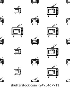 Tv Icon Seamless Pattern, Television Vector Art Illustration