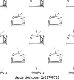 Tv Icon Seamless Pattern, Television Vector Art Illustration