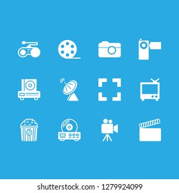 tv icon set about popcorn, old tv, video player and gamepad vector set