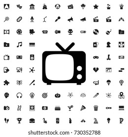 Tv icon. set of filled entertainment icons.