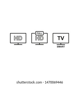 TV icon set on white background. Vector in flat design