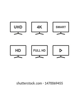 TV icon set on white background. Vector in flat design