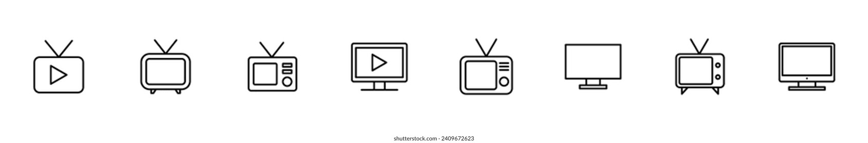 Juego de iconos de televisión. vector de icono de televisión