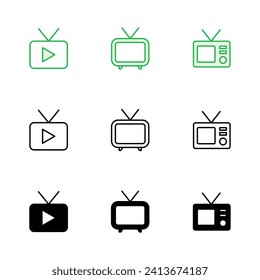 Tv icon set. television icon vector