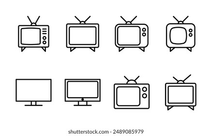 Tv icon set. television icon vector