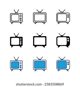 Tv icon set. television icon vector