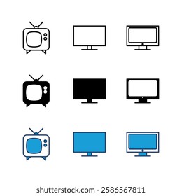 Tv icon set. television icon vector