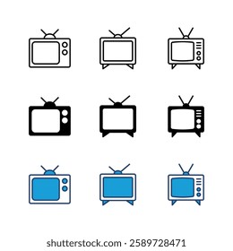 Tv icon set. television icon vector