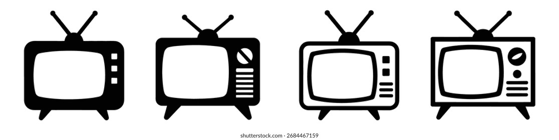 Fernsehsymbolsatz. TV-Ikone, Vektor