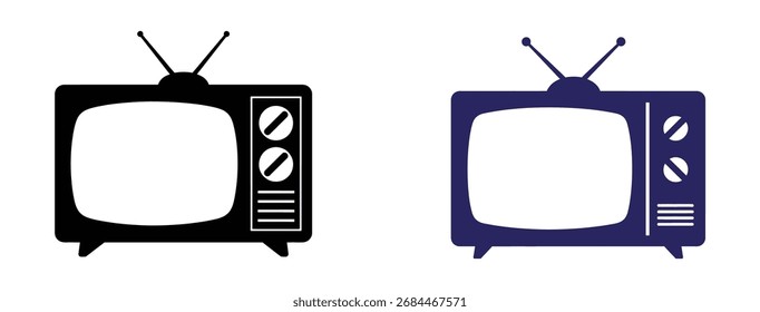 Fernsehsymbolsatz. TV-Ikone, Vektor