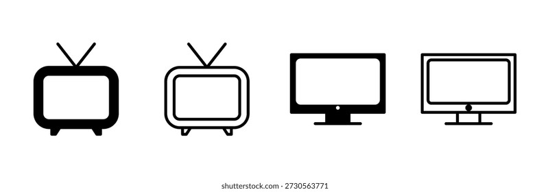 Conjunto de ícones de televisão. vetor de ícones de televisão