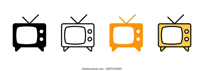 Vector de conjunto de iconos de televisión. símbolo y señal de televisión